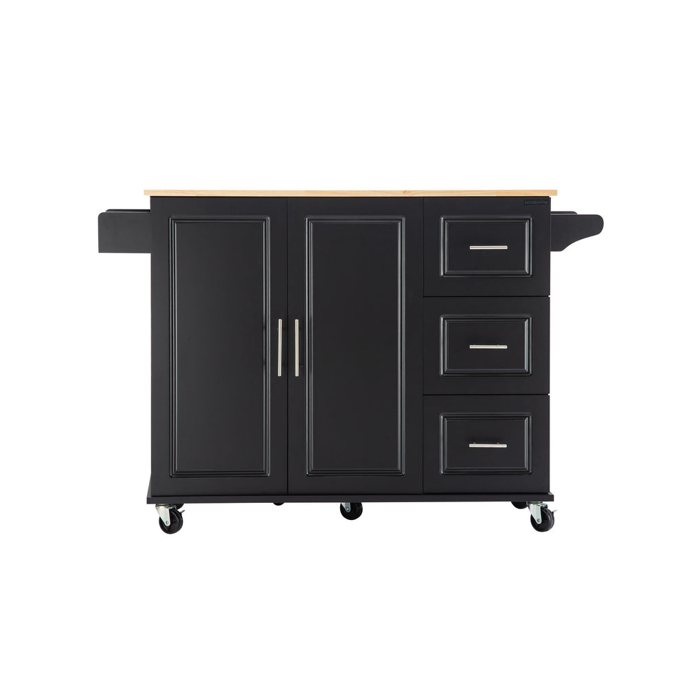 Versatile Kitchen Island Cart with Expandable Tabletop and Ample Storage