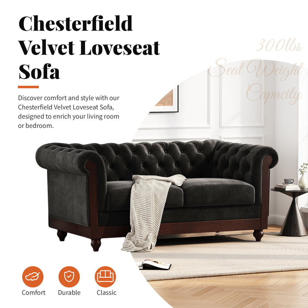 Chesterfield Velvet Loveseat – Elegant Comfort for Any Space