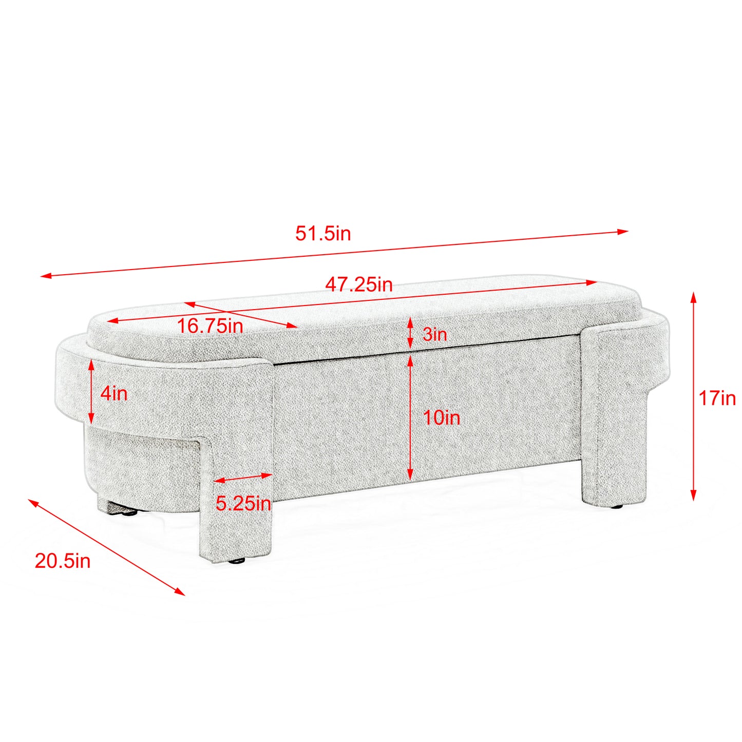 Chic Chenille Storage Bench