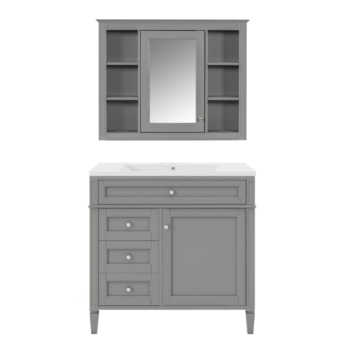 Royal Blue Modern Bathroom Vanity with Mirror and Storage