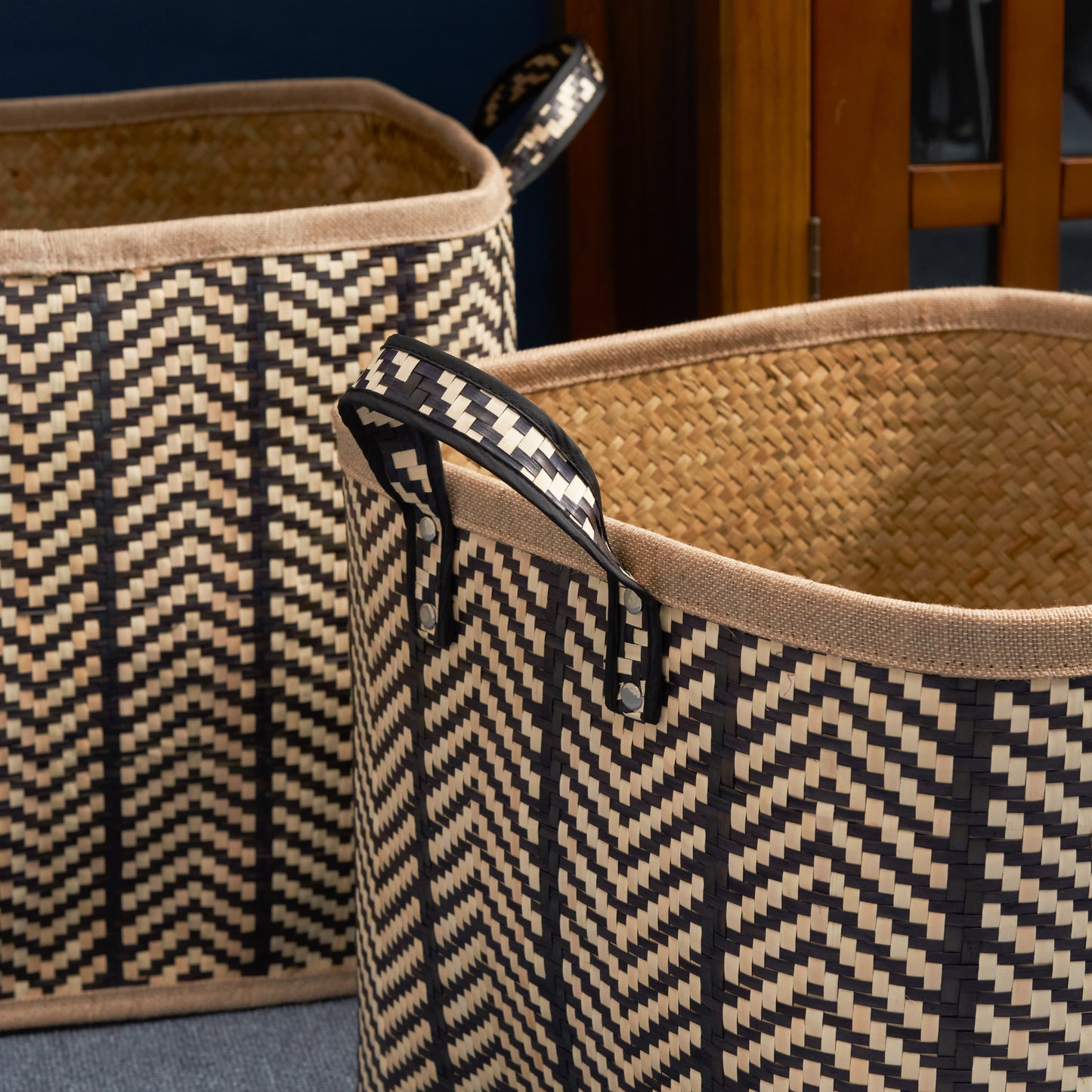 Chic Woven Storage Baskets - Set of Two