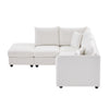 Chic Striped Sectional Sofa with Pillows and Ottoman