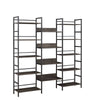 Retro Industrial Triple Shelf Bookshelf in Dark Grey