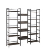 Retro Industrial Triple Shelf Bookshelf in Dark Grey