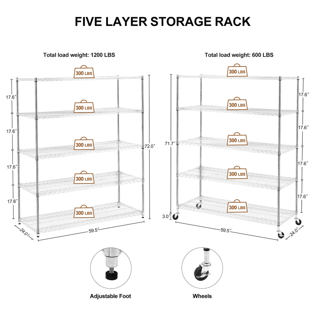 Maxi-Shelf Pro: Heavy-Duty Adjustable Wheel Racks