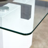 Sleek Glass & White Column Coffee Table