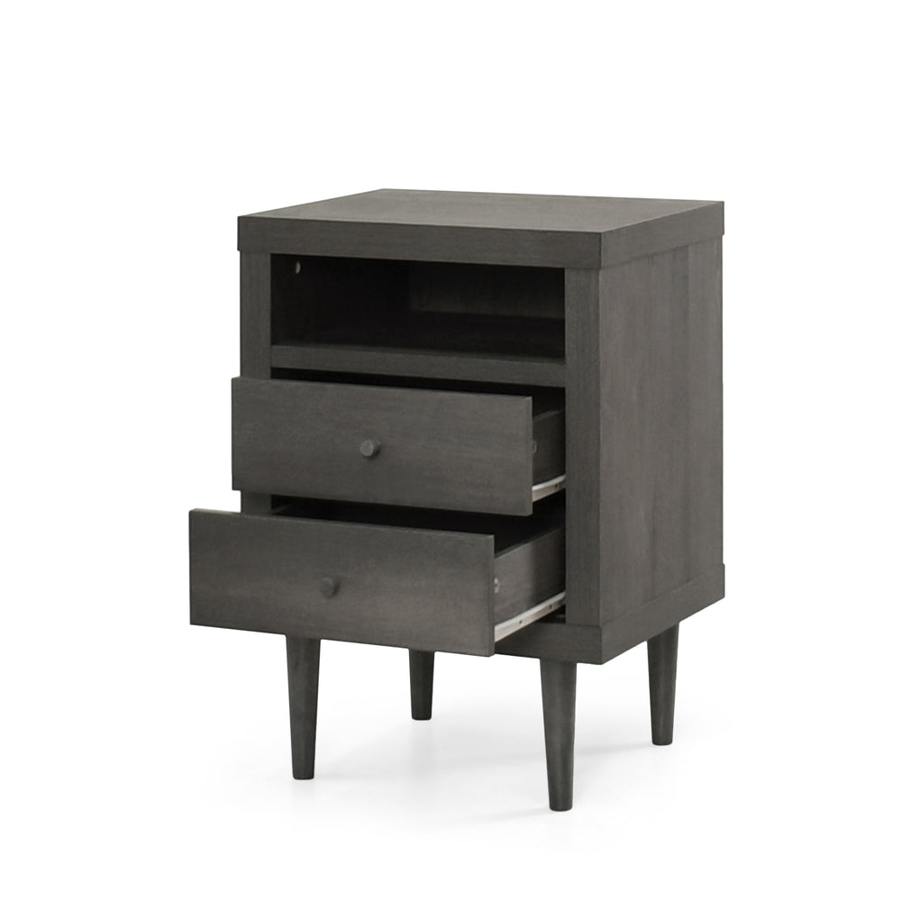 Sleek Double Drawer Nightstand