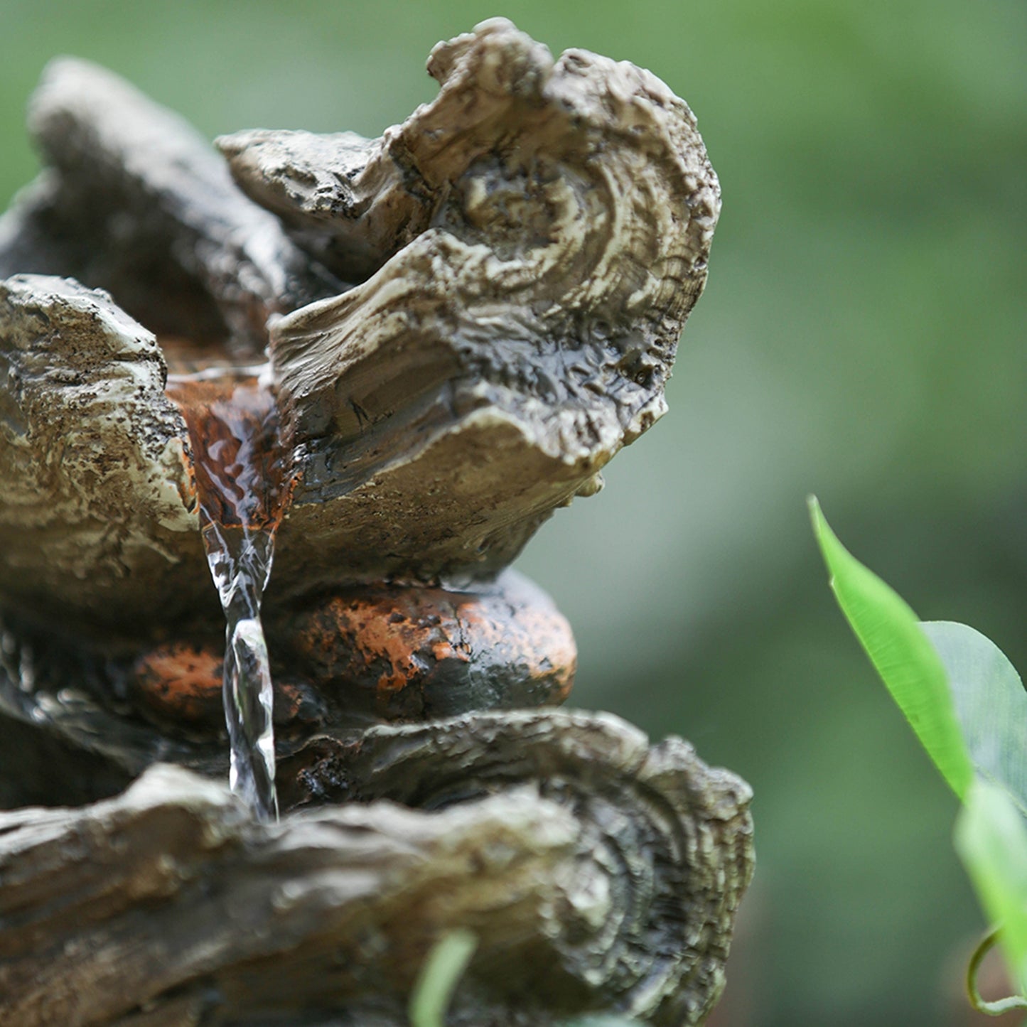 Charming Wood-Look Tabletop Fountain with LED Light