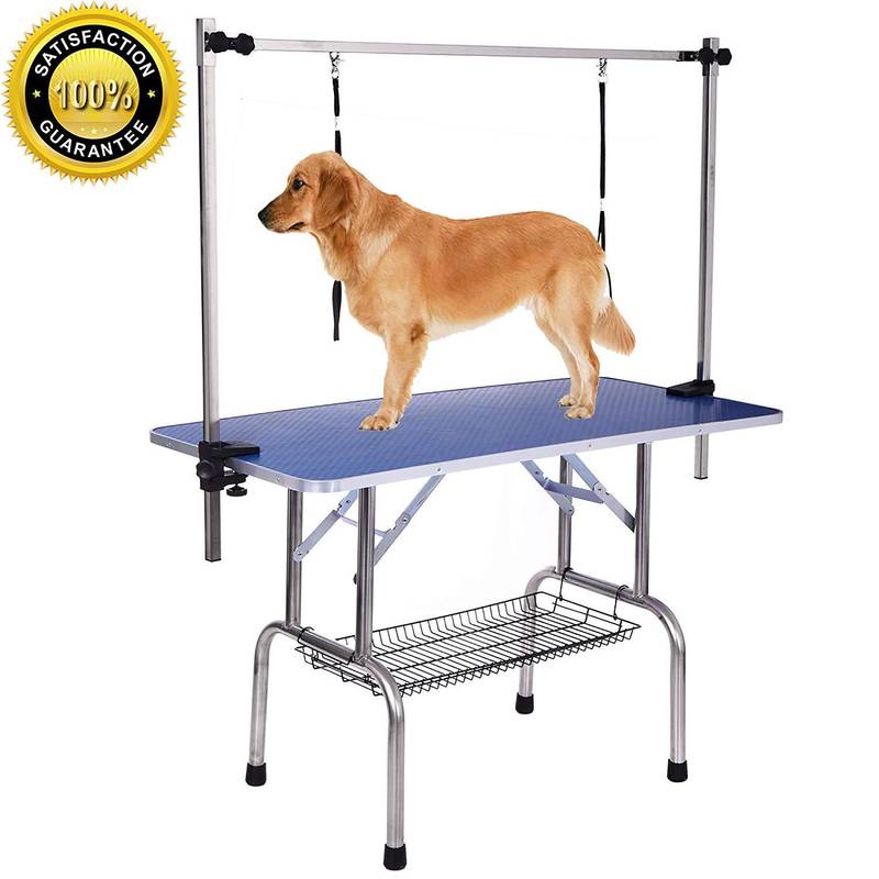 Blue Pet Grooming Table with Storage