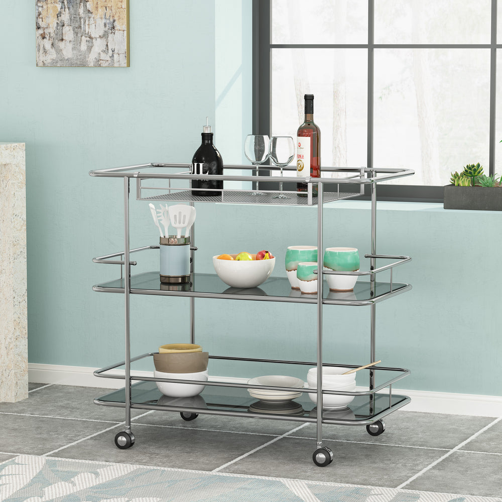 Glass and Metal Bar Cart