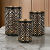 Chic Black and Gold Lantern Candle Holders Set