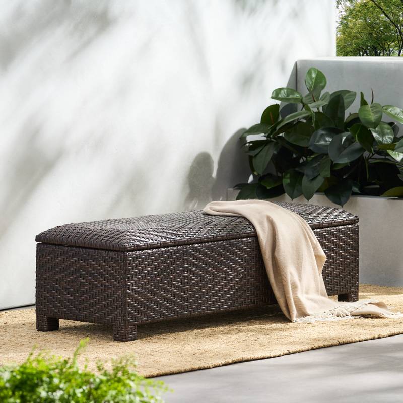 Chic Wicker Storage Bench