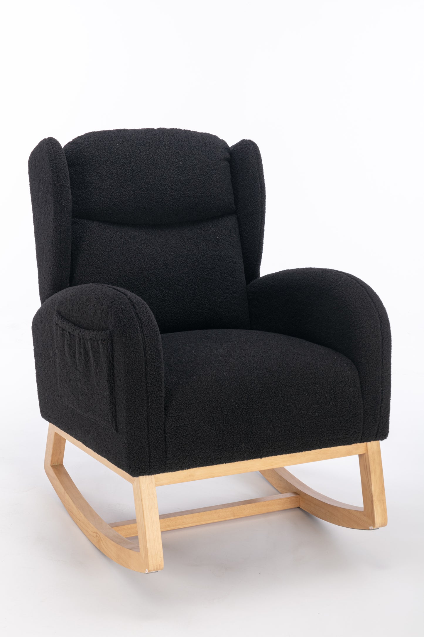 Cozy Teddy Rocking Chair with Stylish Wood Legs