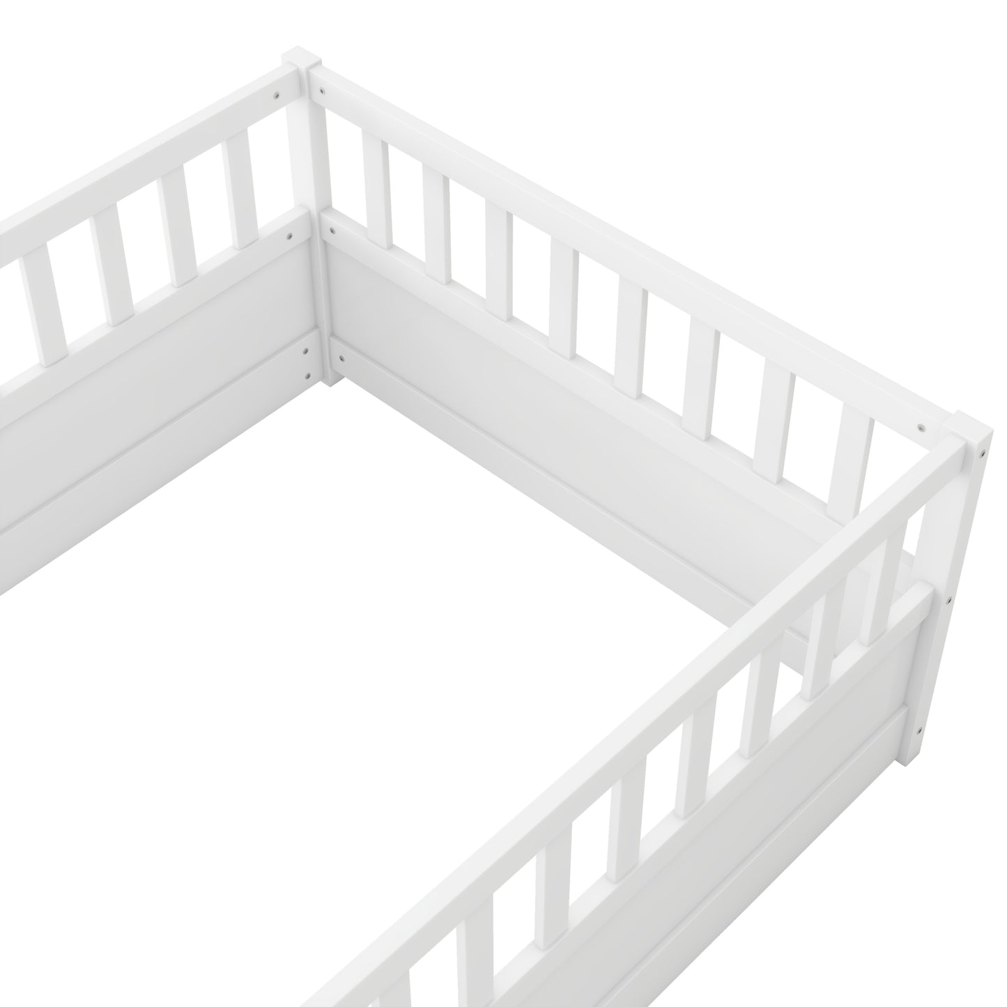 Cozy Twin Montessori Floor Bed with Safety Barrier