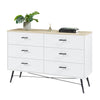 Chic White & Oak 6-Drawer Dresser