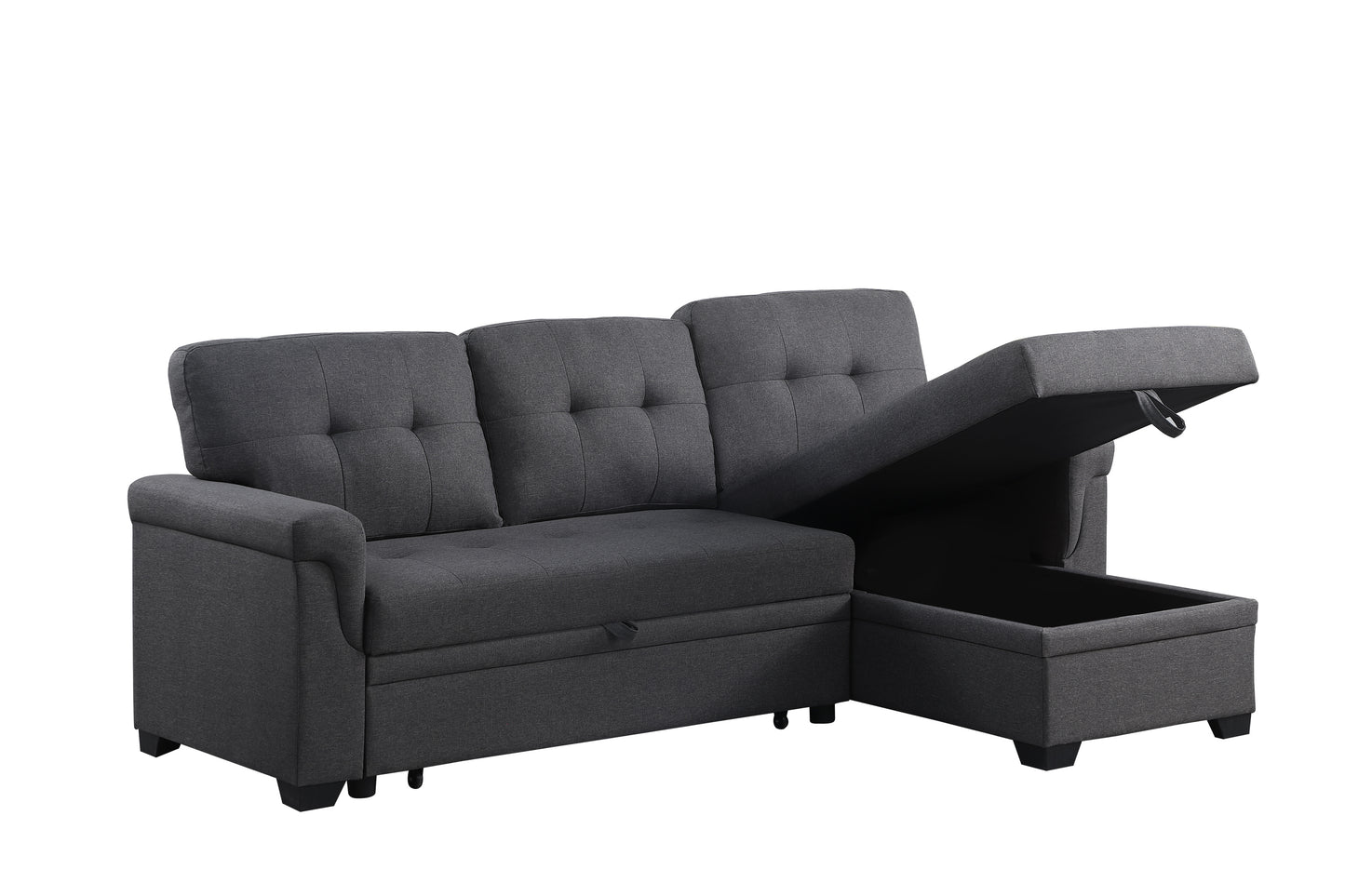 Cozy Gray Reversible Sleeper Sofa with Storage Chaise