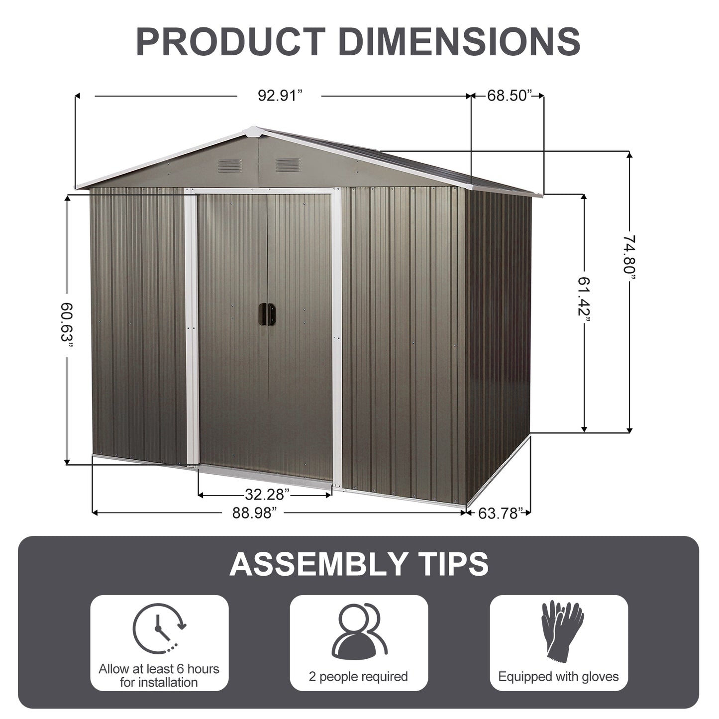 Spacious Gray Outdoor Storage Shed