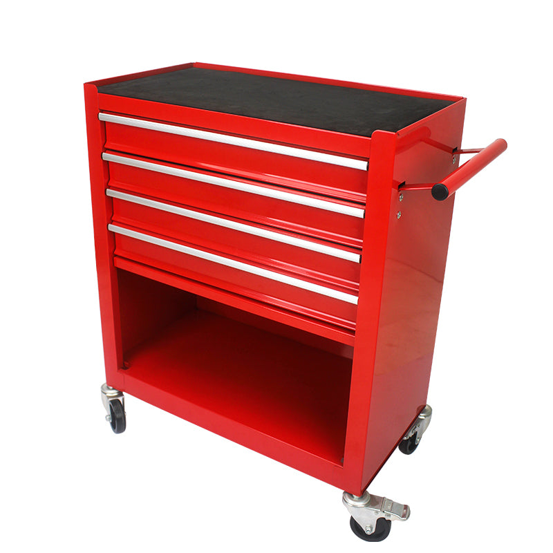 Rolling Red Tool Cart with Four Drawers