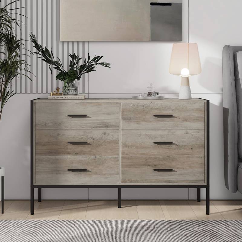 Rustic Grey Six-Drawer Dresser