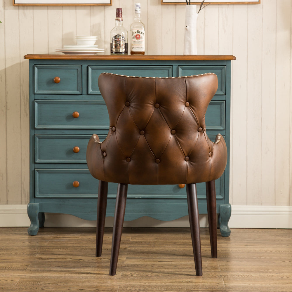 Cozy Brown Barrel Chair with Chic Button Back