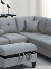 Cozy Taupe Grey Sectional Sofa Set with Storage Ottoman & Cup Holders