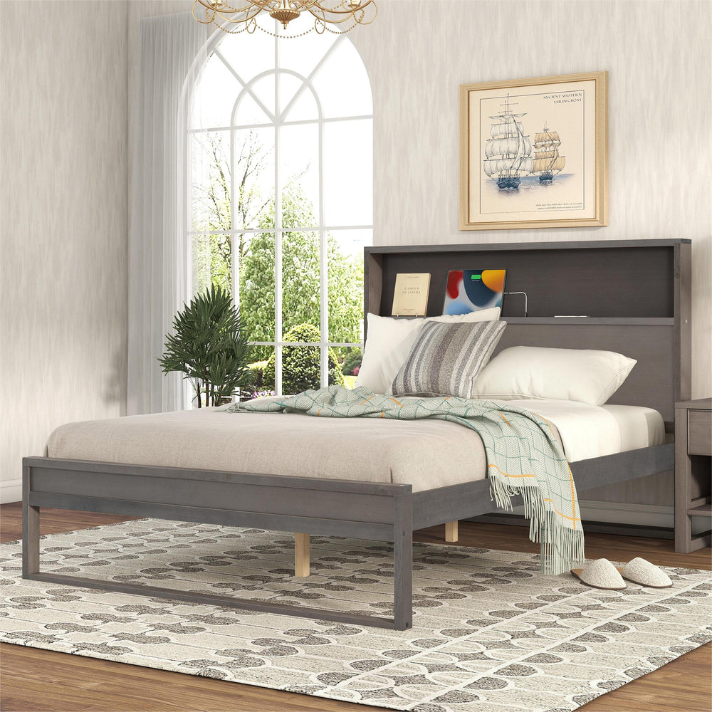 Chic Storage Platform Bed with USB Ports