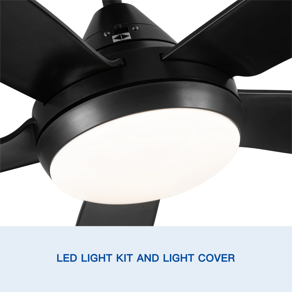 Sleek LED Ceiling Fan with Black Blades