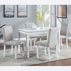 Chic White Dining Set with Upholstered Chairs