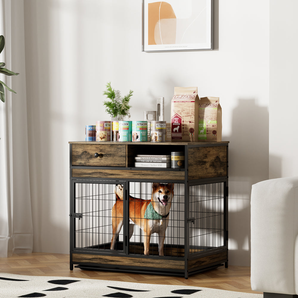 Rustic Dog Crate with Double Doors