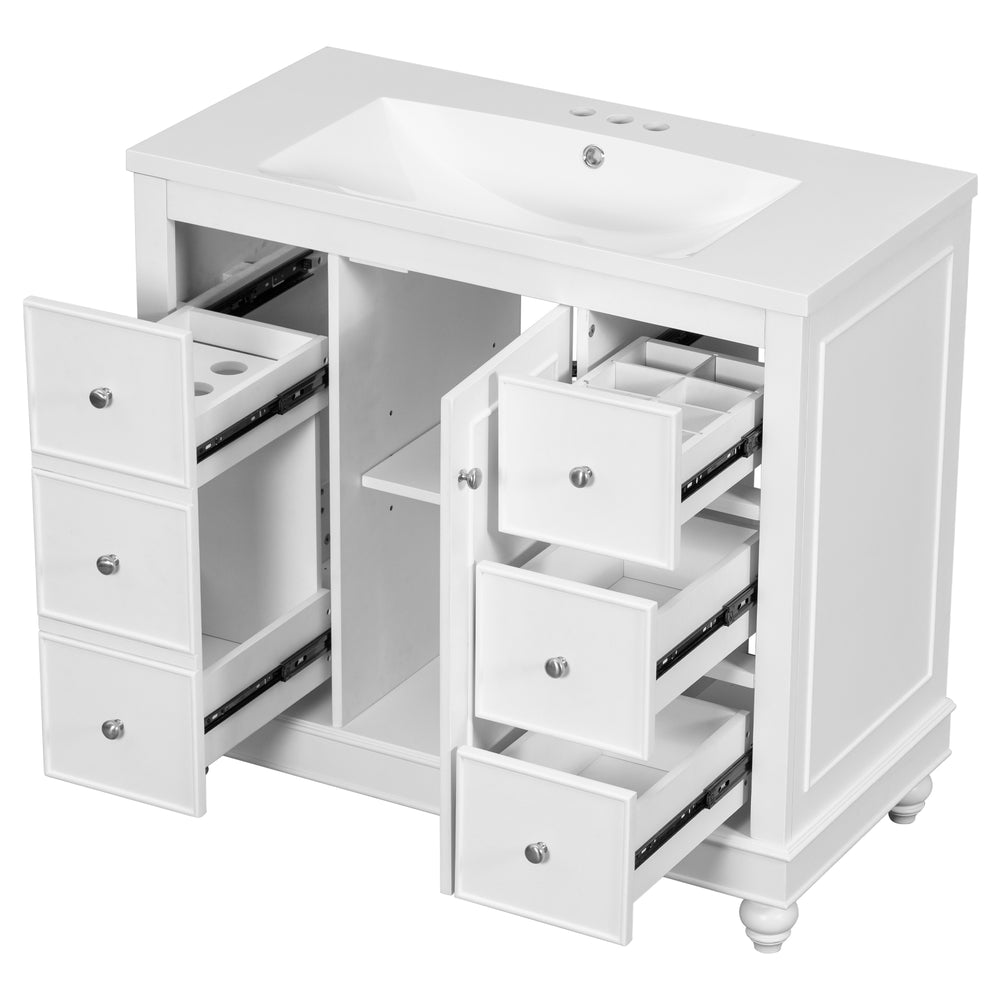 Sleek White Vanity with Storage & Sink