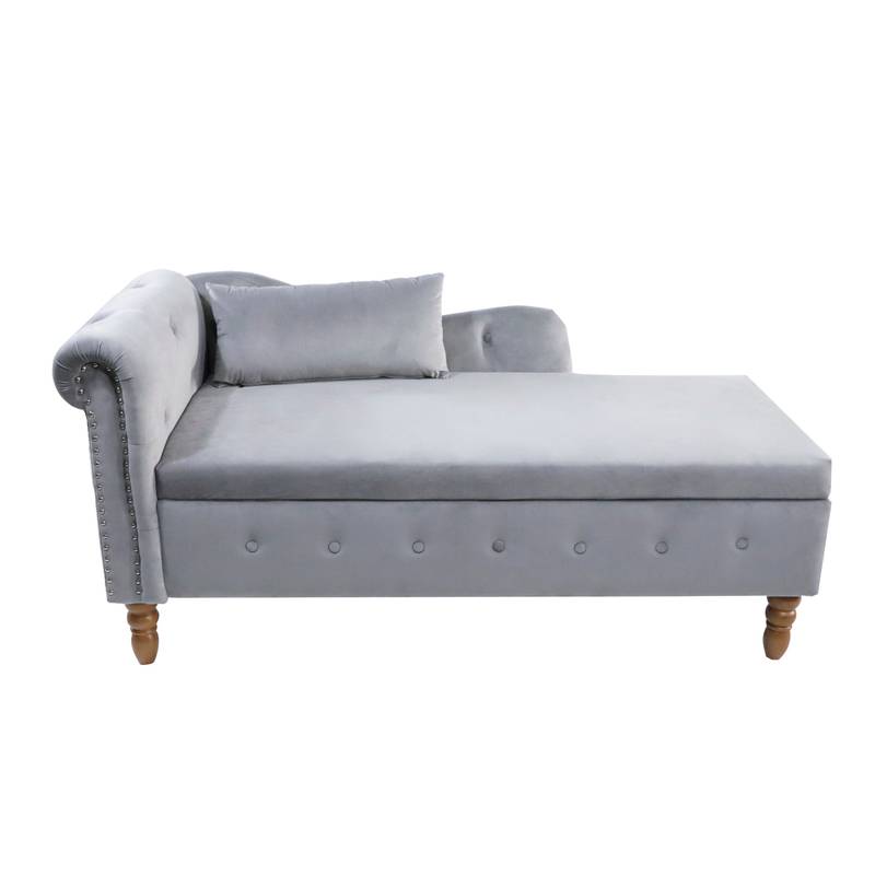 Velvet Dream Lounge Chair with Storage & Pillow