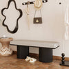 Cozy Grey Boucle Bench with Bold Black Legs