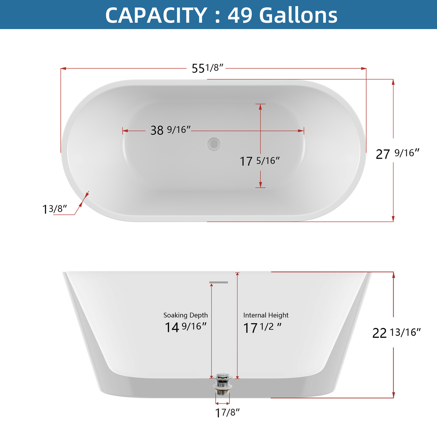 Classic Oval Freestanding Soaking Tub - Luxurious White Design