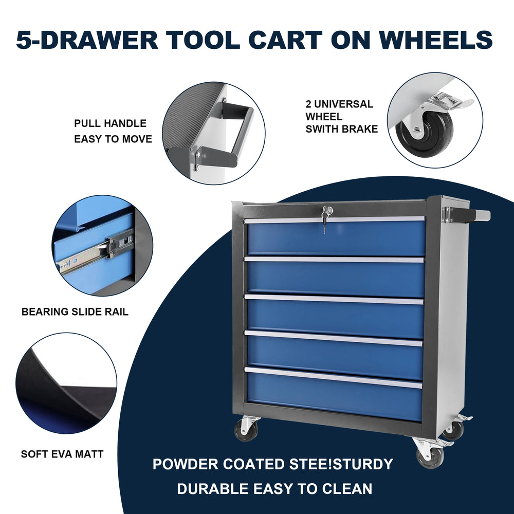 Rolling Tool Chest with Easy-Glide Drawers