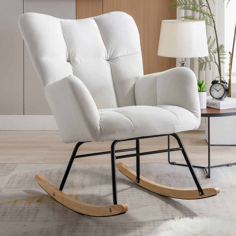 Velvet Mid-Century Rocking Chair - Cozy & Chic for Your Space