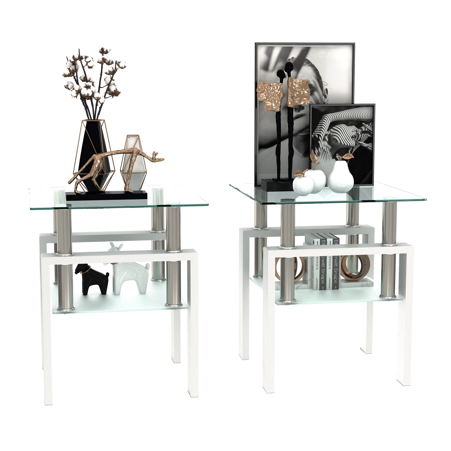 Chic Glass Side Tables Set