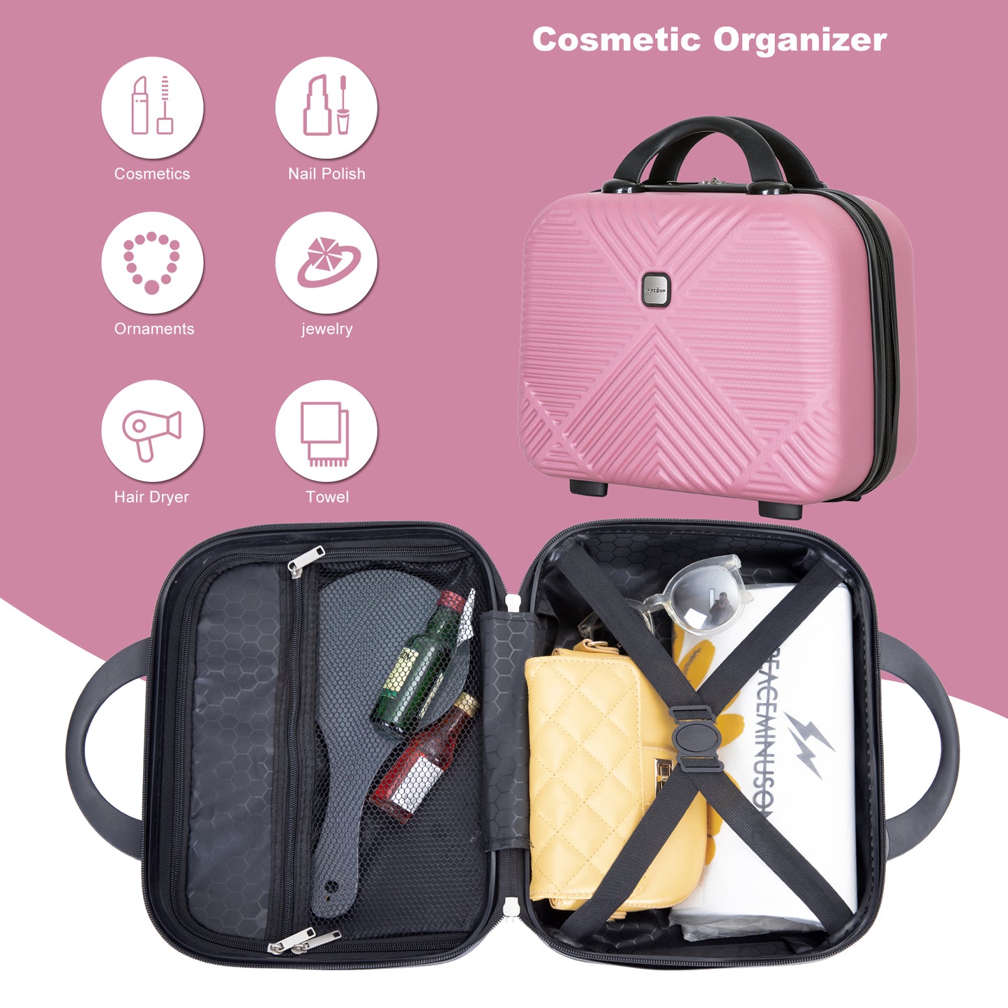 Pink Pop Luggage Duo: Lightweight Suitcases with Spinner Wheels