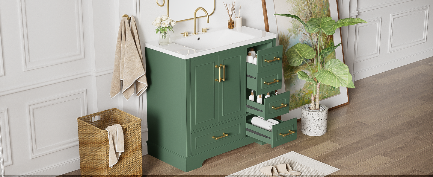 Charming Green Bathroom Vanity Set with Resin Sink