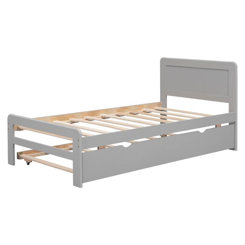 Chic Grey Twin Bed with Trundle