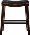 Chic Dark Brown Saddle Counter Stools with Nailhead Detail (Set of 2)