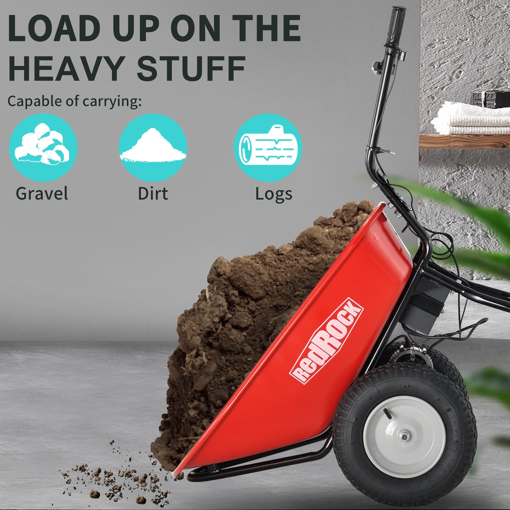 PowerHauler Electric Wheelbarrow - Max Capacity Debris Dump Cart