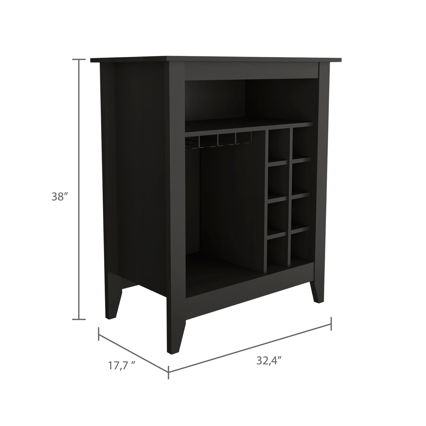 Sleek Black Bar Cabinet with Bottle Storage