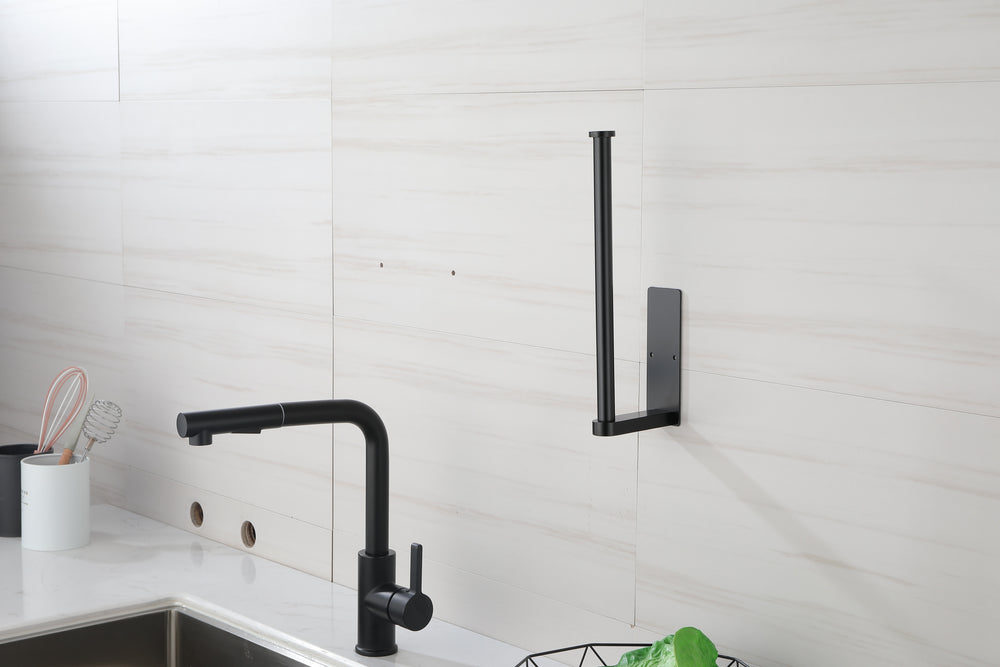 Stick & Store Paper Towel Holders - Sleek Black Duo