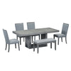 Modern Gray Dining Set with Extendable Table & Cozy Bench