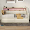 Cozy Beige Daybed with Storage & LED Lights