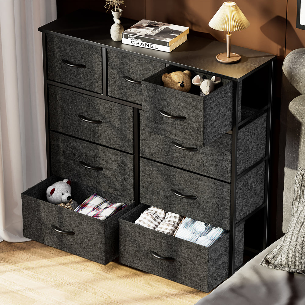 Stylish Fabric Storage Cabinet with Wood Top