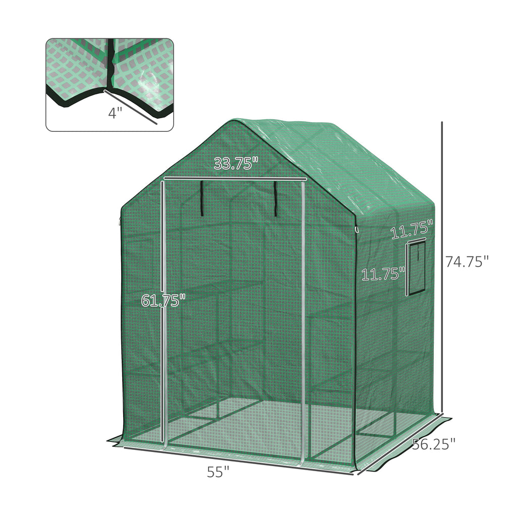 Outsunny Walk-In Greenhouse Cover with Roll-Up Door and Mesh Windows