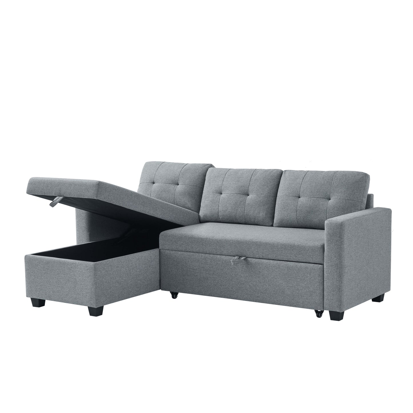 CozyConvertible Sectional Sofa with Storage in Light Grey