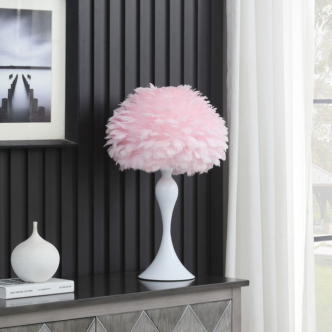 Chic Pink Feather Glam Table Lamp