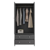 Sleek Metal Wardrobe with Mirror & Drawers